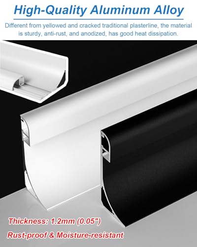 Image of Vibeo Indirect Lighting Crown Molding Channel, Black Decor Linear Cove Molding LED Light Diffuser, Aluminum Housing Track for Ceiling Wall Cornice(18m(59.1ft))