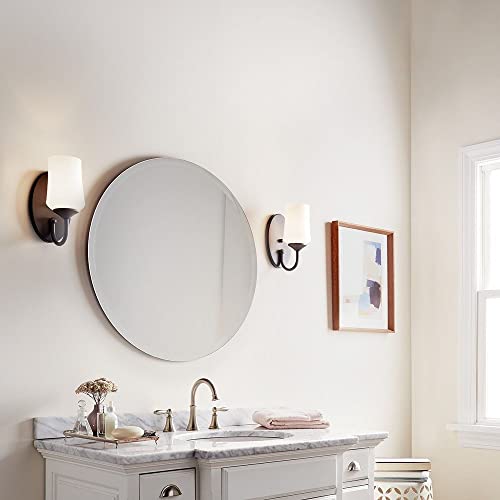 Image of Kichler Aubrey 10.75 inch 1 Light Wall Sconce with Satin Etched Cased Opal in Olde Bronze