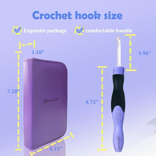 Yarniss 17 Sizes Lighted Crochet Hooks Set 2.5mm~14.0mm, Rechargeable Crochet Hook with Interchangeable Crochet Head - Thumbnail 6