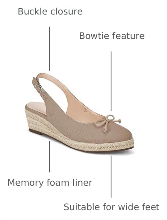 Image of Womens Closed Toe Espadrilles Wedges Shoes Platform Slingback Mid Low Heel Canvas Bow Dress Sandals