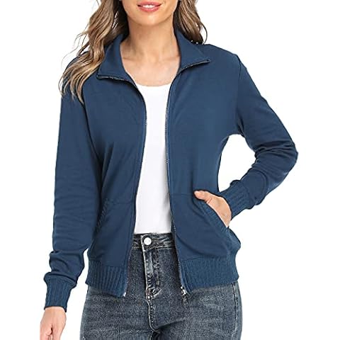 Sudadera sin Capucha para Mujer de Otoño con Bolsillo y Cremallera Cover