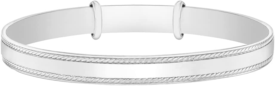 In Season Jewelry Silver Adjustable Bangle Toddler Bracelets - Hypoallergenic 925 Sterling Silver Bracelet for Kids, Little Girls, Preteens, & Teens - Jewelry Gifts for Little Girls - 5.5 inches