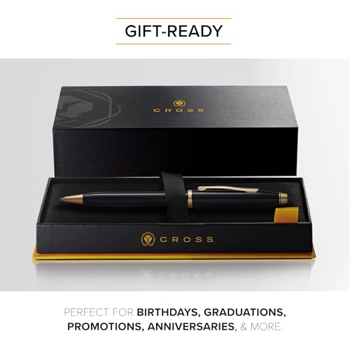 Image of Cross Century II Black & Gold Refillable Ballpoint Pen | Medium Point| Black Ink | Smooth Writing | Presented in Premium Box