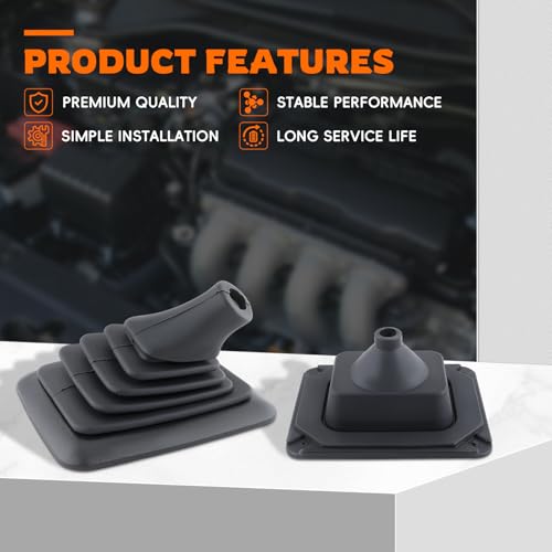 GoaMotors F5TZ7277BA Shift Boot Compatible with Ford Bronco 1990-1996 Compatible with Ford F150 F250 1990-1996 F350 1990-1997 Manual Transmission Shifter Boot with Mouting Bracket
