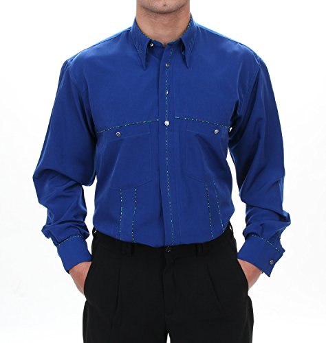 Chemise de Fête Bleu Royal à manches longues pour vos soirées et grands événements en taille M