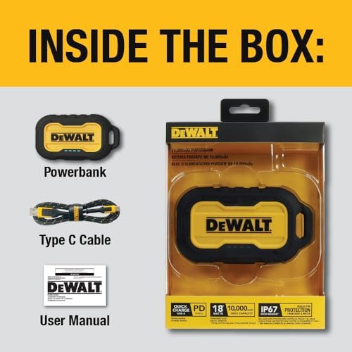DEWALT Heavy Duty Portable Charger, Power Bank, Travel Worksite 10,000 mAh — view 8