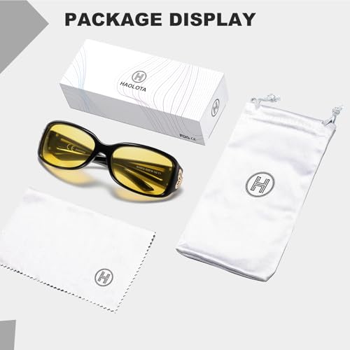 Image of HAOLOTA Night Vision Glasses for Driving Anti Glare, Polarized Nighttime Safety Glasses for Women Men UV400 Protection