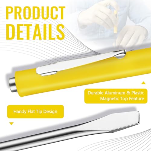 Image of Honoson 25 Pcs Pocket Screwdriver Mini Tops and Pocket Clips Magnetic Slotted Small Screw Driver with a Single Blade Head for Mechanical, Electrician (Yellow)