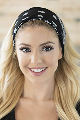 Riah Fashion Fabric Face Cover Multi-Purpose Cotton Unisex Bandana - Mouth Shield Scarf Paisley Flag Handkerchief, Headwear Balaclava Wrap (Bandana Scarf - Pattern Black, 1) #TOP4