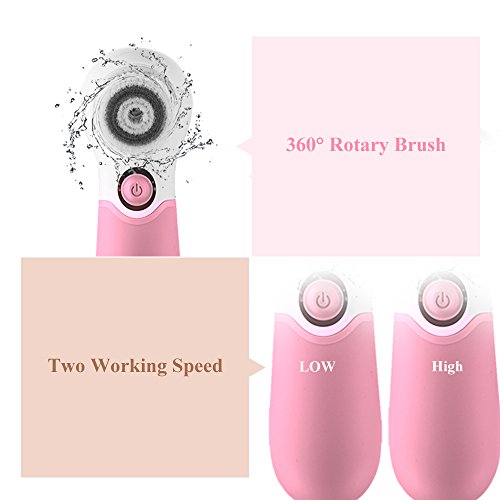 Touchbeauty 3In1 Facial Brushes For Cleansing Exfoliating Massaging, Professional Deep Pore Spin Brushes | Travel Case, Waterproof, Battery Powered Pink #TOP3