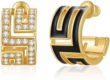 Asymmetric Open Small Gold Hoop Earrings for Women : Dainty 14K Gold Plated C Shaped Post Hoop Earrings Hypoallergenic Chunky Thick Huggie Hoop Earrings for Girls