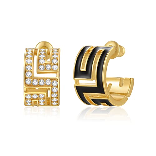 Asymmetric Open Small Gold Hoop Earrings For Women : Dainty 14K Gold Plated C Shaped Post Hoop Earrings Hypoallergenic Chunky Thick Huggie Hoop Earrings For Girls #TOP3
