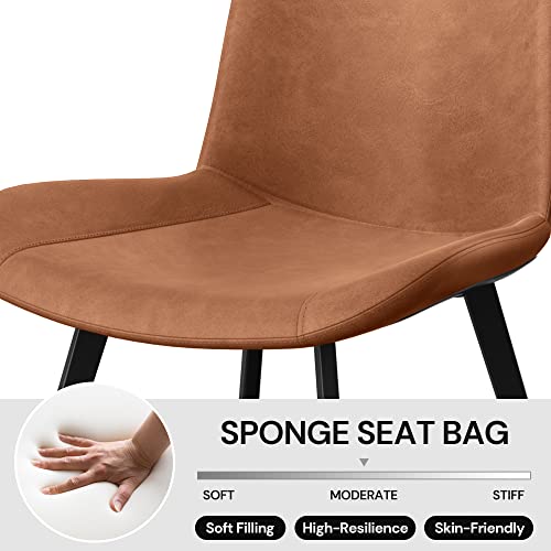 Sunsgrove Faux Leather Indoor Dining Chairs Set Of 2, Modern Industrial Kitchen Dining Room Chair With Metal Legs For Dining, Living Room, Bedroom (Brown) #TOP3
