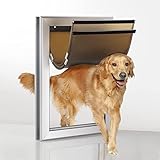 HANIML Large Aluminum Dog Door with Magnets Double Flaps Doggie Door for Large Dogs Pet Door for Ext