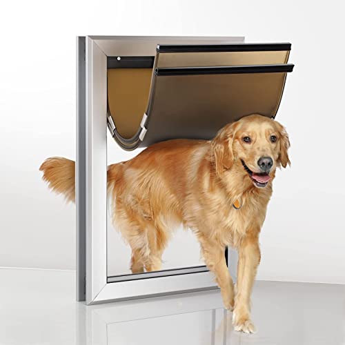 Haniml Large Aluminum Dog Door With Magnets Double Flaps Doggie Door For Large Dogs Pet Door For Exterior Door Medium Doggy Door Extreme Weather Energy Efficient With Lockable Panel #TOP4