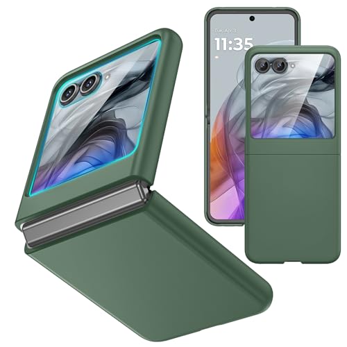 Ruky for Moto Razr 2024/2025 Case [Not fit Ultra or Plus] with Built-in Screen Protector, Slim Thin Motorola Razr 2024 Case Wireless Charging, Hard Case for Motorola Razr 2024, Green