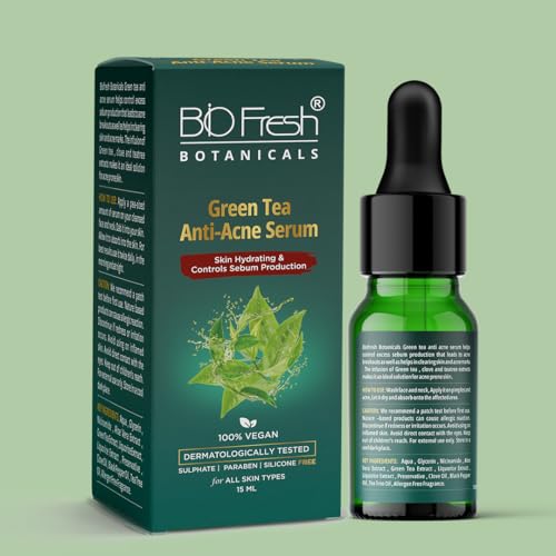 Image of Biofresh Green Tea Antioxidant Serum Provides Intense Hydration Controls Sebum Production and Decrease Breakouts 100% Vegan for Revitalizing Hydrates & Plumps Skin 15ml