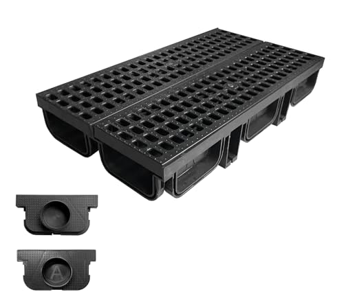 Natotela HDPE Channel Drain with Grates-19.7x5.5x3.7 in. Trench Drain System,2
