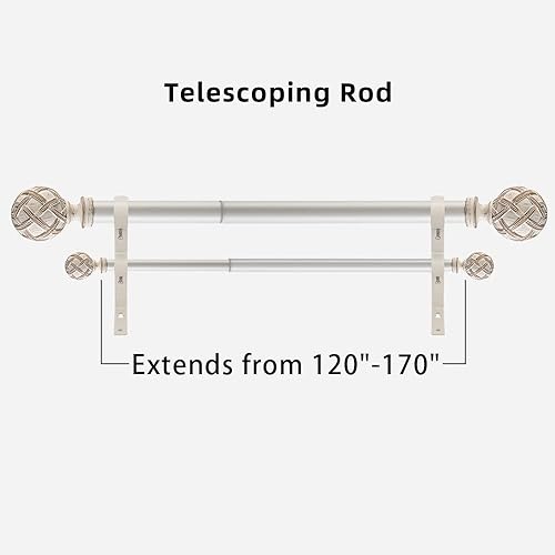 Miniatura 3 de Ycolnaefllr Juego de cortineros dobles de 1 pulgada de diámetro para ventanas, barra de cortina de tratamiento de doble ventana, resistente y