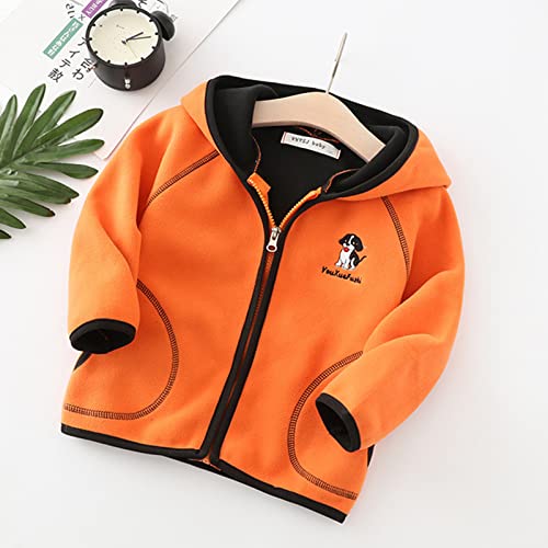 Fall Jacket for Toddler Toddler Boys Girls Long Sleeve Cartoon Dog Prints Winter Fleece Zippered (Orange, 6-7 Years)3
