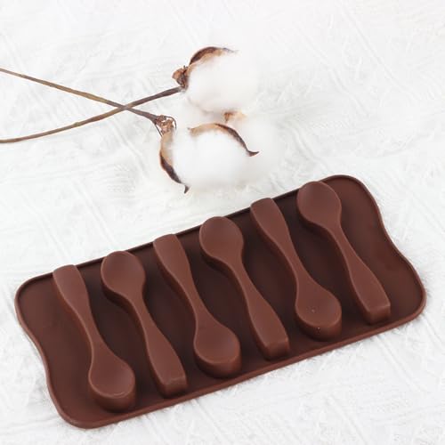 6 cavity Spoon Silicone Chocolate Molds Hot Cocoa & Coffee Stirring Spoon Molds For Chocolate by EPYHREHM - Image 7