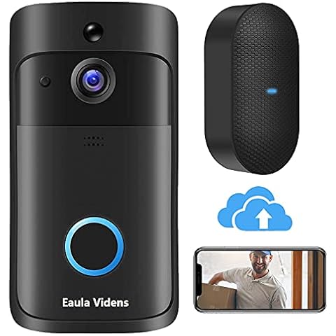 Eaula Videns Video Doorbell Camera, HD WiFi Wireless Battery Power Operated Motion Detector Audio&Speaker Night Vision,IP65 Outdoor waterproof with Doorbell Chime for iOS&Android (black) Cover