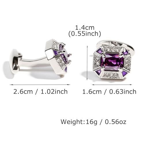 Set de Mancuernas para Hombre, Cristal Rectangular Morado miniatura 6