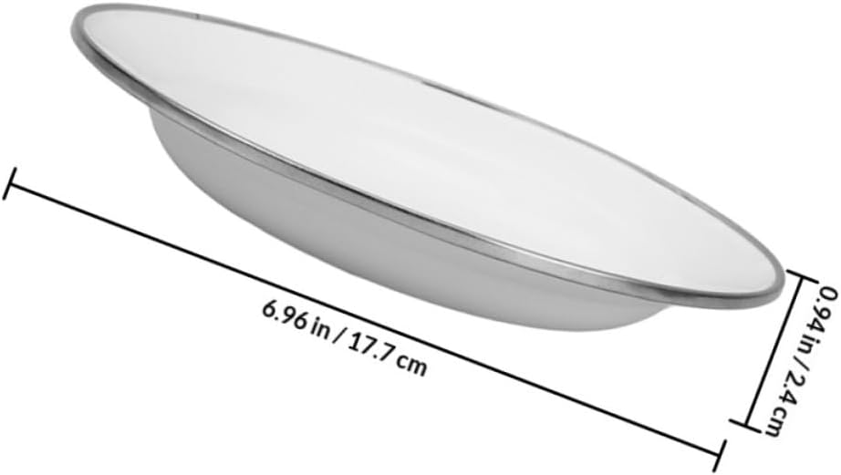 4pcs 22cm White Thickened Enamel Food Dish Set Small Vintage Snack Plates for Appetizers Fruits and Desserts Serving in Kitchen and Dining