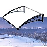 Vordach Haustür Überdachung Gewölbt Türvordach Dachterrasse Pultvordach Regen-Schnee-Schutz Schwarz Aluminiumhalterung Zum Draußen Balkon Polycarbonat Platte Weiß