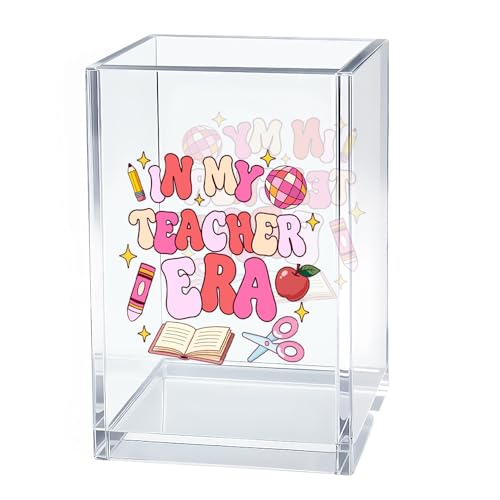 Image of In My Teacher Era Acrylic Pen Holder Makeup Organizer for Educator