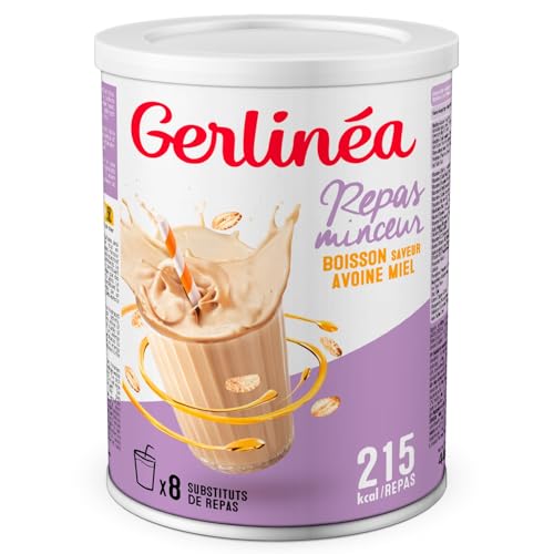 GERLINÉA – Boisson Minceur Avoine Miel – Substitut de Repas riche en Protéines – 13 Vitamines 10 Minéraux – Faible en Graisses Saturées – 8 Repas...