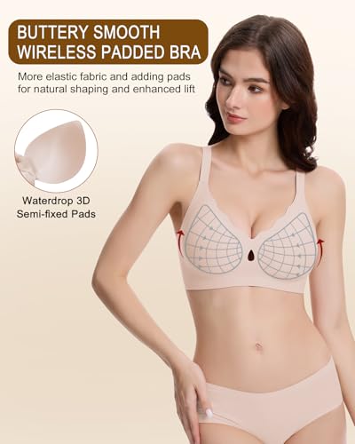 Image of Racerback Bras for Women Criss Cross Padded Bralette Pull On Comfortable Wireless Seamless Tshirt Bra