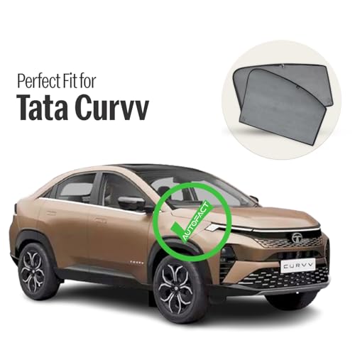 Image of Autofact Car Sunshades for Tata Curvv, UV Protection, Useful Car Accessories, Custom fit Sun Shades for Side Windows, Set of 4