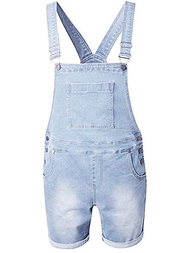 Enjoybuy Mens Bib Overall Shorts Above Knee Length Rompers Walk Dungaree Jumpsuit Relaxed Fit (Medium, 02-Sky Blue)