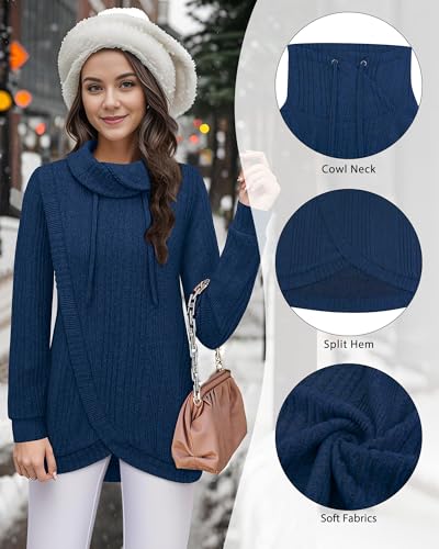 Image of Bulotus Tunic Sweaters for Women 2025 Turtleneck Sweater Pullover Lightweight Warm Tunic Tops for Leggings Loose Fit