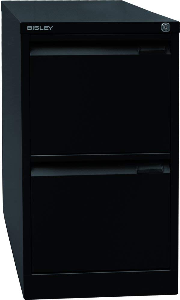 BISLEY Hängeregistraturschrank, einbahnig, DIN A4, 2 HR-Schubladen, Metall, 633 Schwarz, 62.2 x 41.3 x 71.1 cm