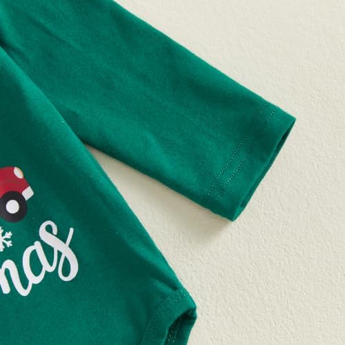 GOOCHEER My First Christmas Baby Boy Outfit Romper Pants Hat (Dark Green, 9-12 Months) — view 5