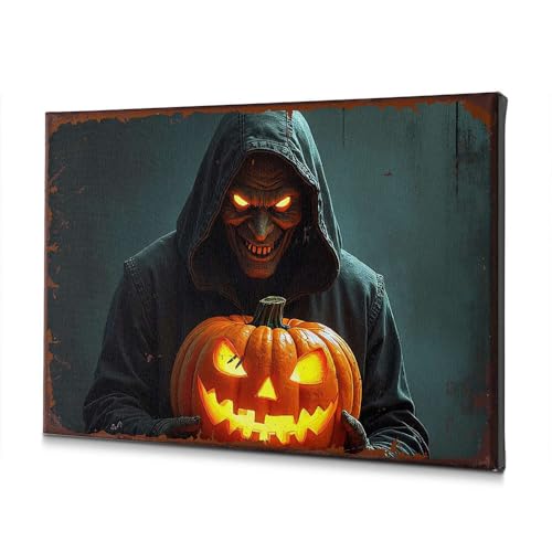 Toile murale Halloween citrouille lumineuse pour frissonner dans sa salle de bain