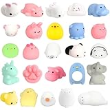 POPOYU 25P Small Mochi Squishy Toys,Mochi Party Bag Fillers,Mini Moji Fidget Toy Small Prizes Animals Mochi Squishes Toys Fidget for Kids Party Bag Fillers for Kids Party Girls Boys Classroom Prizes