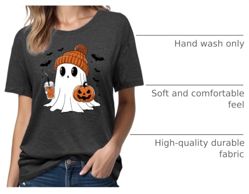 Halloween Shirts for Women: Pumpkin Ghost Short Sleeve Costume T-Shirt - image 4