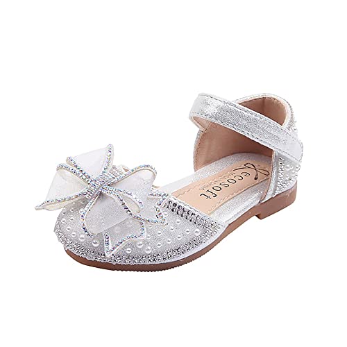 Slide Sandal Bowknot Performance Dance Shoes For Girls Childrens Shoes Pearl Rhinestones Shining Toddler Sandals Size 34