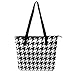 Tote Bag Soft Leather Purse Fashion Hobo Handbags With Zipper Large Capacity Satchel Casual Shoulder Shopping Bag Compatible with Abstract Modern Striped Houndstooth And Watercolor Effect Black