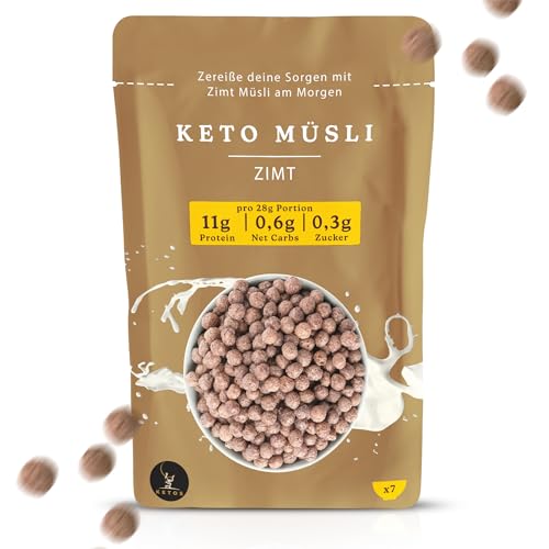 Keto Müsli Zimt, Protein Cerealien, Für Low Carb & Keto Ernährung Diät, Ohne Zucker, Glutenfrei