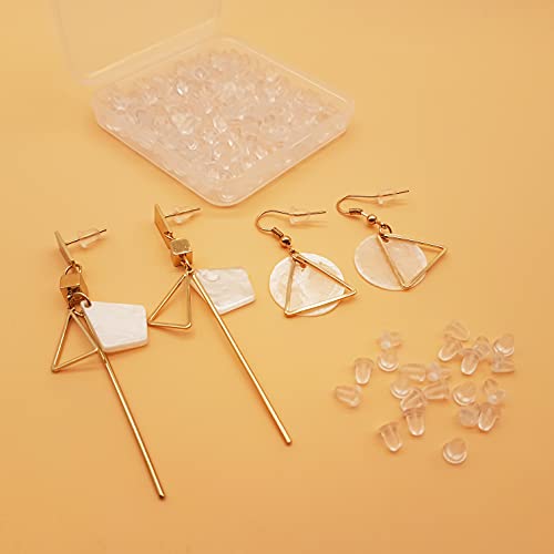 Zocita 200 Pcs (100 Pairs) Silicone Earring Backs, Clear Safety Earring Backings Soft Back Pads Bullet Clutch Stopper Replacement For Fish Hook Earrings Studs Hoops, Diameter 0.2" #TOP4