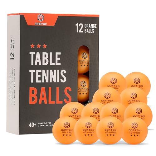 DOMTEK Ping Pong Balls 3 star- 40 + Pro ABS Table Tennis Balls Pack of 12- Ideal for Indoor and Outdoor Table Tennis (Orange)