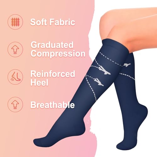Image of Iseasoo 4 Pairs Compression Socks for Women Circulation-Best Support for Nurses,Running,Athletic,Travel