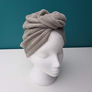Sue Rossi Ltd Hair Towel Wrap Cotton Hair Turban Towel Hair Drying Towels with Loop and Button Fastener Absorbent Bath Head Wraps (Black)