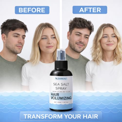 Image of Sea Salt Spray for Hair Volumizing - Lightweight Beach Wave Texture Spray for Men & Women, Adds Instant Volume & Natural Texture, Non-Sticky, Non-Greasy, Silicone-Free & Paraben-Free, Works on Straight, Wavy & Curly Hair (100ml) (3, 100ml)