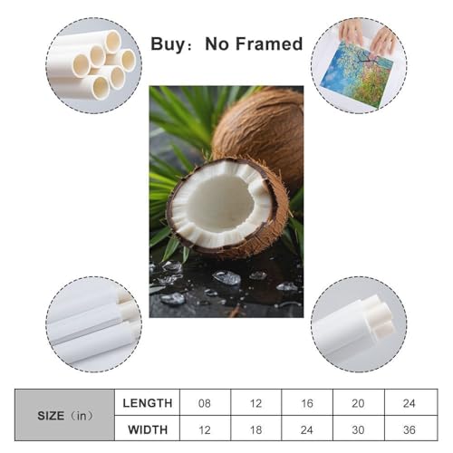 Affiche noix de coco moderne grand format 60x90 poster suspendu design