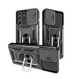 Yutwo Coque Samsung S21 FE 5G, Coque Samsung S21 FE Antichoc Housse PC Double Couche Renforcée avec Protection Camera Anneau Support Case Coque pour Samsung Galalxy S21 FE 5G - Noir
